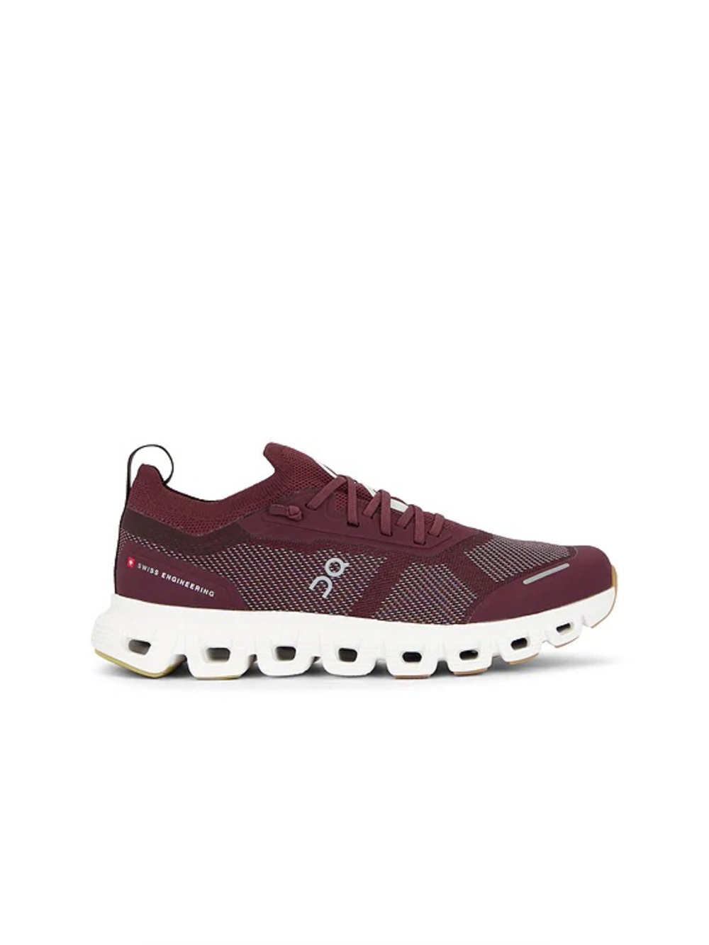 On Running Cloud 6 Burgundy and White Sneakers